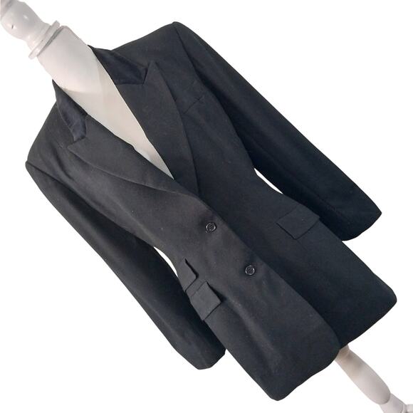 EVAN PICONE! STUNNING BLACK VELVET COLLAR, TAILORED & TAPERED JACKET! SZ 12 - Picture 1 of 13